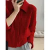 Women's Sweaters Rimocy Turn Down Knit Cardigan Women Autumn Winter Button Up Solid Color Sweater Coats Woman Long Sleeve Soft Cardigans Ladies 231005