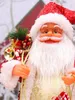 Juldekorationer 60/45/30cm God juldekorationer för hem Happy 2024 år Santa Claus Plush Doll Shopping Mall Window Christmas Tree 231005