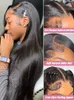 Синтетические парики, 34 дюйма, прямые, 13x4, кружевные передние человеческие волосы для женщин, бразильский 360, прозрачный фронтальный парик, предварительно выщипанный 231006