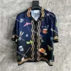 2022SS Nowy Casablanca Hawaiian Whisky Glass Print Silk Short Sleeve Shirt Fashion Men Designer Shirts300s