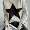 유럽 ​​및 미국 레트로 가을과 겨울 여성 어깨 드롭 스타 패턴 캐주얼 스웨터 고딕 트렌드 풀오버 탑