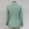 Abiti da donna Blazer HIGH STREET Giacca classica di design barocco da donna Bottoni in metallo con leone Blazer doppiopetto strutturato Verde menta 231005