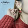 Ohrmanschette GLSEEVO 925S Silber Charm Baumeln Ohrringe für Frauen Natürlicher Süßwasser-Roter Chalcedon Perlenohrring Feiner Luxusschmuck GE0041 231005