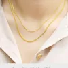 Chains Solid 24K Yellow Gold Necklace Women 999 Curb Chain