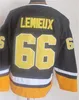 Man vintage hockey 66 lemieux retro tröjor ccm klassiker alla sömnad lag färg svart vit blå gul pension pullover för sport fans andas rent bomullstopp