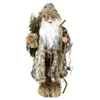 Juldekorationer 18 tum julsemester gåva Stående handgjorda plysch Santa figurkollektion Leopardtryck Forest Brown Santa Claus Doll 231005