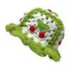 Berets Autumn Bucket Hat Knitted Handmade Cherry Crochet Hats For Women Cute Stylish Accessories Spring
