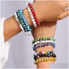 Charm-Armbänder Türkisches Glücks-Blue-Eye-Armband für Frauen Männer Handgefertigte 8 mm böse Perlen Armreifen Schmuck Drop Lieferung Dhgarden Dhiw2