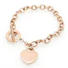 Golden Girl Silver Heart Rose Gold Lock Peach Heart Bracelet Charm Bracelet 18k Plating Luxury Lover Women Fashion Student Exquisite Jewelry