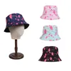 Berets European American Flamingo Eimer Hut Doppelseitige Frauen Sonne Sommer Faltbare Outdoor Strand Angeln Sonnenschutz Kappen