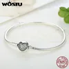 Brazalete de lujo 100% Plata de Ley 925 con corazón brillante, cadena de serpiente, pulsera con dijes originales, brazalete para mujer, joyería fina XCHS916 231005