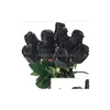 Decoratieve Bloemen Kransen 10 Stuks Real Touch Black Rose Gesimuleerde Nep Latex Rozen 43Cm Voor Feest Kunstmatige Drop Levering Huis tuin Fe Dhguc