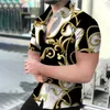 Męskie koszule letnie moda pentagram druk Drukuj kołnierz zapinany na guziki towarzyskie hawajskie koszula męskie streetwear krótkie rękawy Hemden