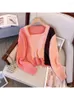 Puntos de mujer Mujeres Patchwork Pink Cardigan Suéter de punto Damas 90s Moda Manga larga Punto Coreano Jumper Top Y2K Ropa vintage