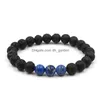 Bracelets à charme Huile essentielle par diffuseur 8 mm Black Lava Stone Beads Bracelet Drop Livrot Bijoux Dhgarden Dhtxy