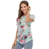 Maternidade Tops Tees Mulheres Grávidas Maternidade Roupas Casuais Enfermagem Tops Amamentação Camiseta Gravidez Maternidade Flores Listradas Manga Curta 231006