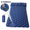 Utomhuskuddar Tomshoo Dubbel Uppblåsbar madrass Enkel campingmatta med luftkudde Portable Waterproof Backpacking Sleeping Pad 231005