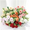 Decorative Flowers Wreaths Artificial Rose And Eucalyptus Flower Bouquets Fake Outdoor With Boxwood Leaves Greenery Decor For Home Dro Dhuc2