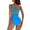 Costumi da bagno da donna 2 pezzi sexy abbigliamento da spiaggia a vita alta bikini da donna da donna costume da bagno imbottito push up solido costume da bagno femminile