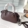 Tassel Boston Elegant Vintage Chain Designer Bag Full Leather Bowling Ball Shape Handsewn Handbag