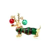 Designer de luxo broche broche de natal papai noel elk filhote de cachorro caixa de presente de natal grinalda pino novos acessórios