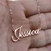 Rose Gold Silver Color Personalized Custom Name Pendant Necklace Customized Cursive Nameplate Statement Necklace Handmade Birthday220n