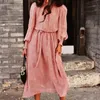 Casual Dresses Foridol Leopard Print Pink Sash Office Ladies Elegant Long Maxi Dress Vestidos Robe Femme Autumn Winter Sleeve Wome219Z