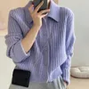 Women's Sweaters Rimocy Turn Down Knit Cardigan Women Autumn Winter Button Up Solid Color Sweater Coats Woman Long Sleeve Soft Cardigans Ladies 231005