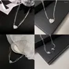 Pendant Necklaces Korean Style Retro Sweater Chain Women Heart Magnet Choker Girls Party Neck Decoration Zircon Titanium Steel Jewelry