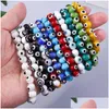 Charm-Armbänder Türkisches Glücks-Blue-Eye-Armband für Frauen Männer Handgefertigte 8 mm böse Perlen Armreifen Schmuck Drop Lieferung Dhgarden Dhiw2