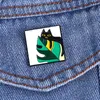 Ontwerper luxe broche cartoon zwarte kat broche badge met gras kat schattige druppel olie badge student sieraden metalen tas gesp