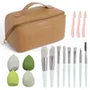 Kosmetiktaschen, Etuis, Kosmetik-Aufbewahrungstasche, Make-up-Reiseetui, 8 Stück Make-up-Pinsel, 4 Stück Make-up-Schwamm, Augenbrauentrimmer, Make-up-Tasche, Damen-Geschenkset 231006