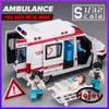 Modèle de voiture moulé sous pression en métal, échelle 1/32, modèle de voiture d'ambulance en alliage moulé sous pression pour garçons, enfants, véhicules jouets, son et lumière, 231005