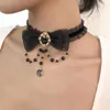 Ketten Retro Sand Anhänger Halskette Legierung Imitation Perle Übertriebener Ausschnitt Kurze Schlüsselbein Kette Für Frauen