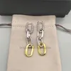 Earrings earrings designer Color jewelry bijoux Double woman fashion earring Jewelry Twisted luxury Four Ring Buckle Chain Dy High Quality Accessories