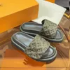 Slipper Designer Slides Women Sandals Pool Poolw Heels Cotton Fabric Straw Slippers Disual For For Spring and Autumn Flat Plat