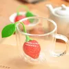 Tea Leaf Strainer lovely Silicone Strawberry tea bag ball sticks Loose Herbal Spice Infuser Filter Tea Tools CB9316c