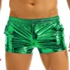 Mäns shorts herrar glänsande metallisk låg stigning elastisk midja boxare scen prestanda klubbkläder kostymstammar rave party clubwea238j