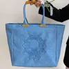 Fashion canvas totebag women shoulder Bag Vivi designer bag large capacity shopping bags embroidered denim handbag punk style tote