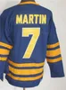 Homme Vintage Hockey 11 Gilbert Perreault Jerseys Rétro 89 Mogilny 16 Pat LaFontaine 7 Rick Martin 26 Thoma Vanek 18 Danny Gare 10 Hawerchuk Couture Bleu Marine Blanc Noir