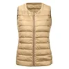 Women's Down Parkas Autumn Winter Women Ultra Light Thin Duck Down Vest Sleeveless O-Neck Zipper Waistcoat Windproof Puffer Female Quilted Jackets 231005