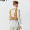 Men s Vests Casual Simple Style Tops INCERUN Mens Deconstructed Back Design Fashion Male Hollowed Solid Sleeveless Waistcoat S 5XL 231005