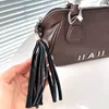 Tassel Boston Elegant Vintage Chain Designer Bag Full Leather Bowling Ball Shape Handsewn Handbag