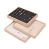 Jewelry Pouches Wood 48 Grids Rings Tray Showcase Storage Organizer Ring Display 24 18cm