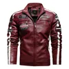 Men S Leather Faux Autumn Motorcykeljacka Casual Patchwork Vintage Overcoat Biker PU Embrodery Bomber Zipper Fleece Jackets Male 231005