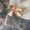 Jewelry Boxes 100Pcslot Organza Bag Butterfli Jewelry Packing Ribbon Drawstring Bag Wedding Candy Storage Organizer Small Mesh Pouch 231006