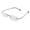 Sunglasses Elder Spectacles Unisex Rectangular Rimless Eyeglass Memory Titanium Reading Glasses