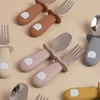 Cups Dishes Utensils Silicone Baby Cartoon Tableware Set Children Utensil Stainless Steel Dinnerware Toddler Feeding Spoon Fork Infant Eating Cutlery 231006