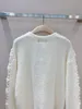 Women's Sweater European Fashion Brand White round neck hollowed out handmade floral cardigan