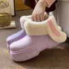 Designer mulheres botas de chuva inverno linda bota de tornozelo flores orelhas de coelho sapatos flor marrom ao ar livre impermeável para baixo manter quente algodão neve sapato 36-41